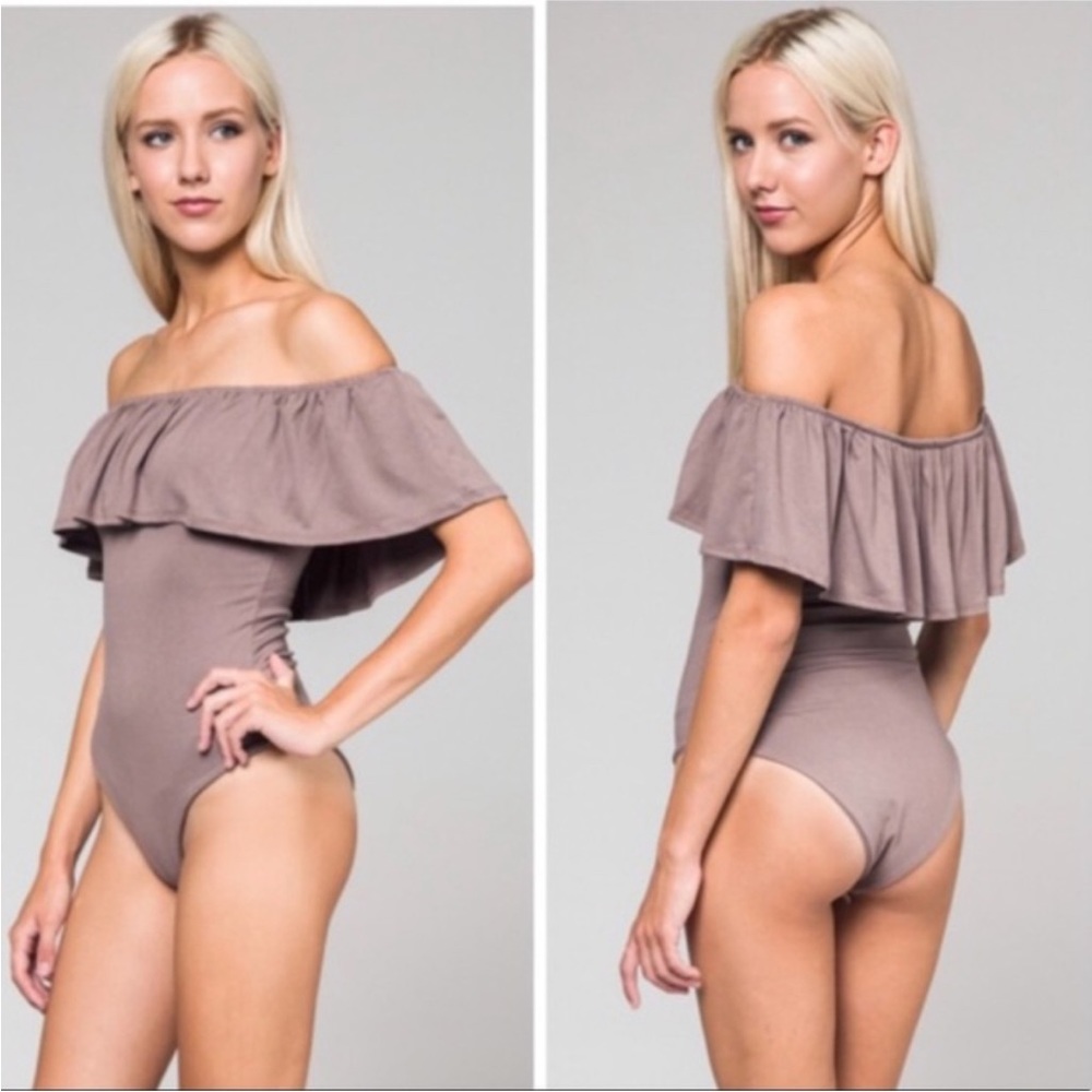 Honey Punch off the shoulder bodysuit